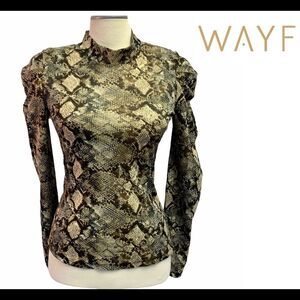Wayf sheer snake print long sleeve top size small